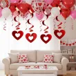 dekoracja na walentynki swiderki wiszace serca czerwony metalik partydeco 5 szt