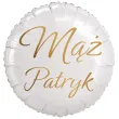 dekoracja na wesele prezent na slub balon foliowy maz imie personalizacja bialy zloty 18