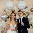 dekoracja na wesele prezent na slub balon foliowy maz imie personalizacja bialy zloty 18