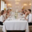 dekoracja nakrycie stolu na komunie wesele chrzest obrus materialowy plamoodporny bialy matowy
