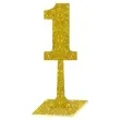 dekoracja numer na stol 1 zloty brokat 19 cm