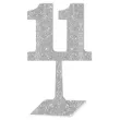 dekoracja numer na stol 11 srebrny brokat 19 cm