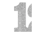 dekoracja numer na stol 12 srebrny brokat 19 cm