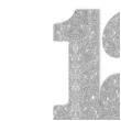 dekoracja numer na stol 13 srebrny brokat 19 cm