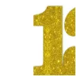 dekoracja numer na stol 13 zloty brokat 19 cm