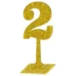 dekoracja numer na stol 2 zloty brokat 19 cm