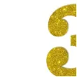 dekoracja numer na stol 3 zloty brokat 19 cm