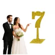 dekoracja numer na stol 7 zloty brokat 19 cm