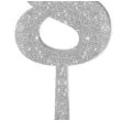 dekoracja numer na stol 8 srebrny brokat 19 cm