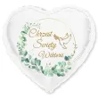 dekoracja prezent na chrzest swiety balon foliowy personalizowany serce z imieniem eukaliptus