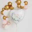dekoracja prezent na chrzest swiety balon foliowy personalizowany serce z imieniem eukaliptus