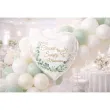 dekoracja prezent na chrzest swiety balon foliowy personalizowany serce z imieniem eukaliptus