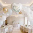 dekoracja prezent na chrzest swiety balon foliowy personalizowany serce z imieniem eukaliptus