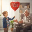 dekoracja prezent na dzien dziadka urodziny balon foliowy serce kochanemu dziadkowi czerwony