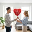 dekoracja prezent na dzien kobiet balon foliowy serce kwiaty czerwony 18 hrt