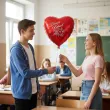 dekoracja prezent na dzien kobiet balon foliowy serce kwiaty czerwony 18 hrt