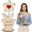 dekoracja prezent na dzien kobiet drewniana figurka kwiatek z sercem holo 14 cm