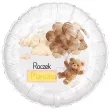 dekoracja prezent na roczek 1 urodziny personalizowany balon foliowy bezowy mis imie