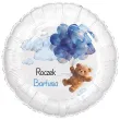 dekoracja prezent na roczek chlopca 1 urodziny personalizowany balon foliowy niebieski mis imie