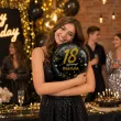 dekoracja prezent na urodziny balon foliowy glamour birthday czarny 18 rnd