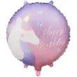 dekoracja prezent na urodziny balon foliowy jednorozec happy birthday rozowy 18 rnd