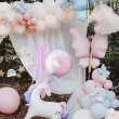 dekoracja prezent na urodziny balon foliowy jednorozec happy birthday rozowy 18 rnd