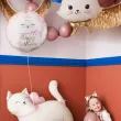 dekoracja prezent na urodziny balon foliowy kotek happy birthday rozowy 18 rnd