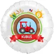 dekoracja prezent na urodziny balon foliowy traktor z imieniem bialy do girland wies farma 18