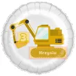 dekoracja prezent na urodziny dla chlopca balon foliowy budowa koparka personalizacja bialy
