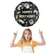 dekoracja prezent na urodziny gracza balon foliowy gaming happy birthday czarny 18 rnd