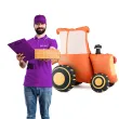 dekoracja prezent na urodziny wiejskie party stojacy balon foliowy pomaranczowy traktor farma
