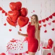 dekoracja prezent na walentynki balon foliowy serce czerwone partydeco 18 hrt