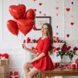 dekoracja prezent na walentynki balon foliowy serce czerwone partydeco 18 hrt
