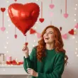 dekoracja prezent na walentynki balon foliowy serce czerwone partydeco 18 hrt