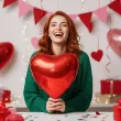 dekoracja prezent na walentynki balon foliowy serce czerwone partydeco 18 hrt