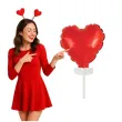 dekoracja prezent na walentynki mini balon foliowy serce na patyczku czerwony rocznica 3 hrt