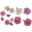 dekoracja rozyczki brokatowe rozowe titanum 12 szt