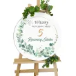 dekoracja sali na 5 rocznice slubu drwniane gody drewniana tablica powitalna eukaliptus beauty
