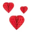 dekoracja serce honeycomb czerwony partypal 20 cm 3 szt