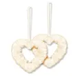 dekoracja serduszka na tasiemce dekoracjepolska ecru 2 szt