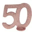 dekoracja stojaca brokatowa liczba 50 rozowe zloto santex 10 cm
