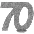 dekoracja stojaca brokatowa liczba 70 srebrna santex 10 cm
