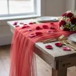 dekoracja stolu na boze narodzenie swieta wesele tiul gladki czerwony 0 3 x 9 m