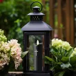 dekoracja swieca led brokatowy krzyz czarno srebrny 17x5 cm