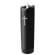 dekoracja swieca led brokatowy krzyz czarno srebrny 17x5 cm