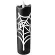 dekoracja swieca led pajeczyna bialo czarny 17x5 cm
