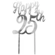 dekoracja topper 25 urodziny srebrny dekora 16 cm