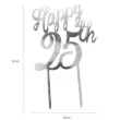 dekoracja topper 25 urodziny srebrny dekora 16 cm