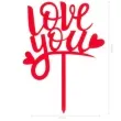 dekoracja topper love you czerwony dekora 13 5 cm