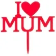 dekoracja topper na dzien matki i love mum czerwony dekora 12 cm